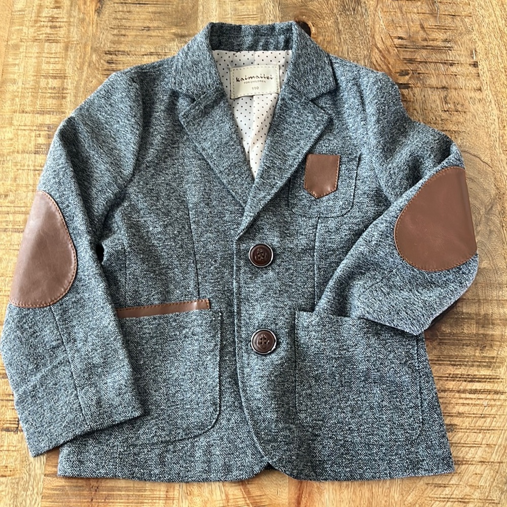 KAIMAILEI Boys Black and Gray Blazer